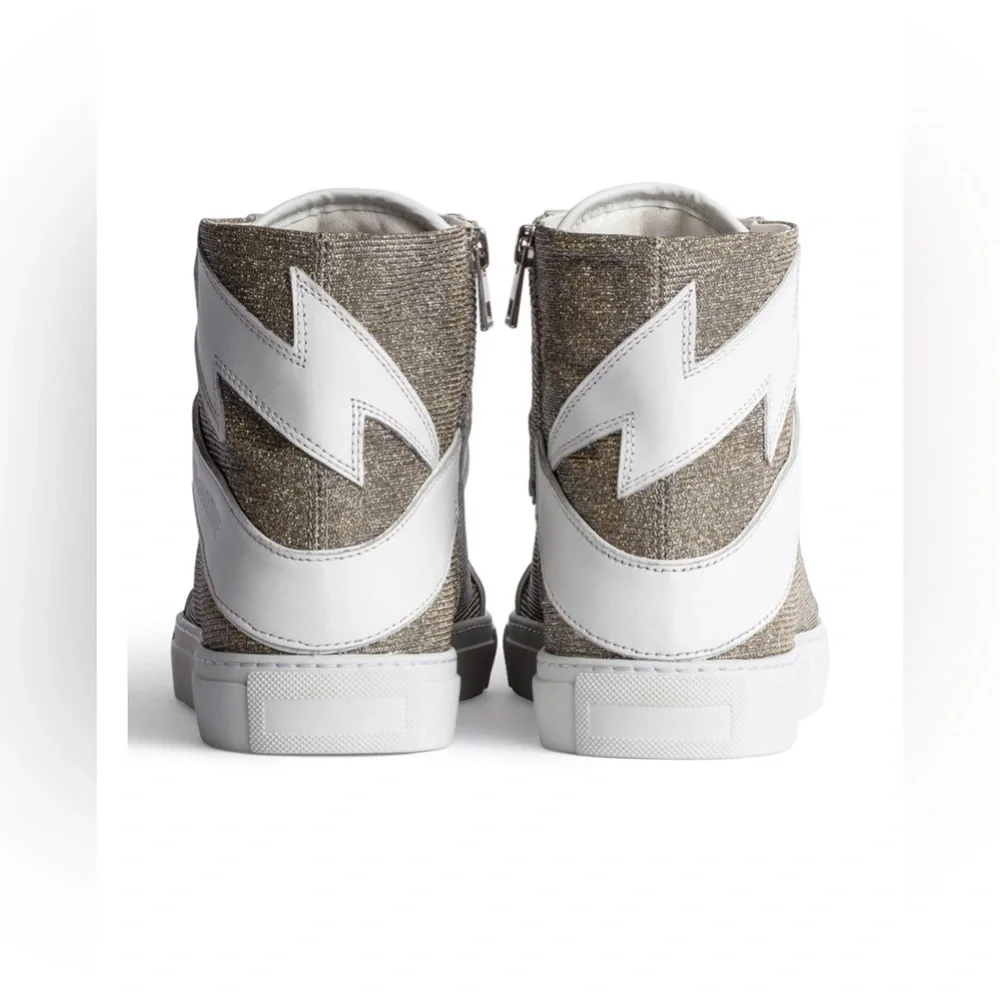 ZADIG & VOLTAIRE ZV1747 High Flash Glittery Sneakers size 36 - Picture 3 of 12